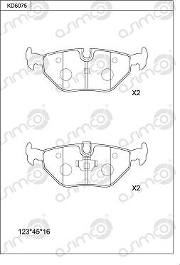 Asimco KD6075 - Bremsbelagsatz, Scheibenbremse alexcarstop-ersatzteile.com