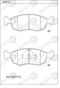 Asimco KD6078 - Bremsbelagsatz, Scheibenbremse alexcarstop-ersatzteile.com