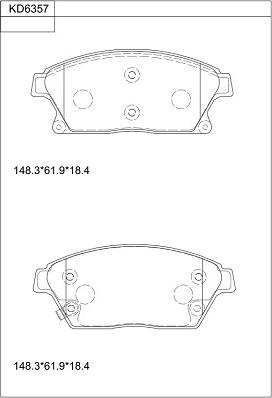 Asimco KD6357 - Bremsbelagsatz, Scheibenbremse alexcarstop-ersatzteile.com