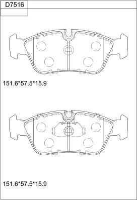 Asimco KD7516 - Bremsbelagsatz, Scheibenbremse alexcarstop-ersatzteile.com