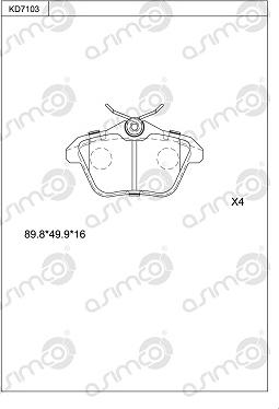 Asimco KD7103 - Bremsbelagsatz, Scheibenbremse alexcarstop-ersatzteile.com