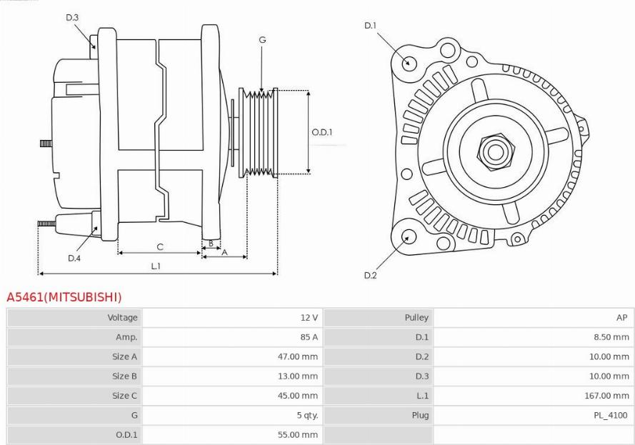 AS-PL A5461(MITSUBISHI) - Generator alexcarstop-ersatzteile.com