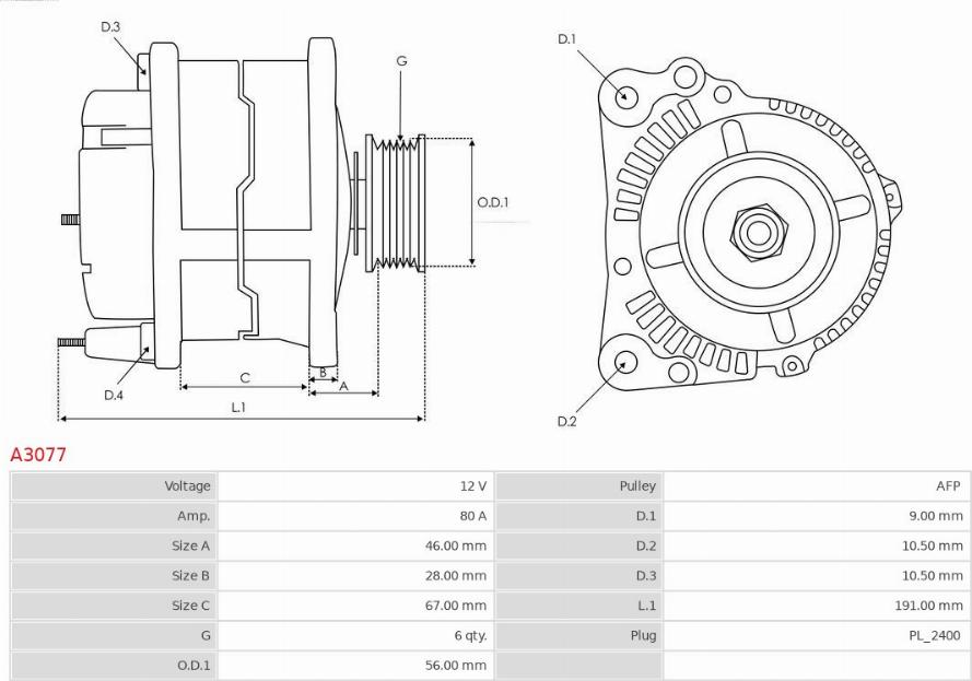 AS-PL A3077 - Generator alexcarstop-ersatzteile.com