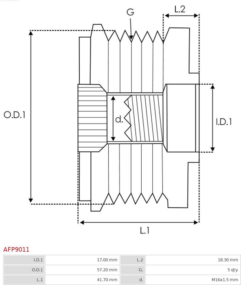 AS-PL AFP9011 - Riemenscheibe, Generator alexcarstop-ersatzteile.com