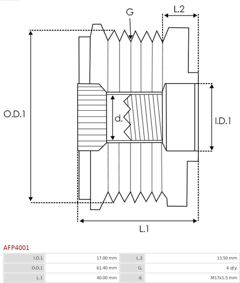 AS-PL AFP4001 - Riemenscheibe, Generator alexcarstop-ersatzteile.com