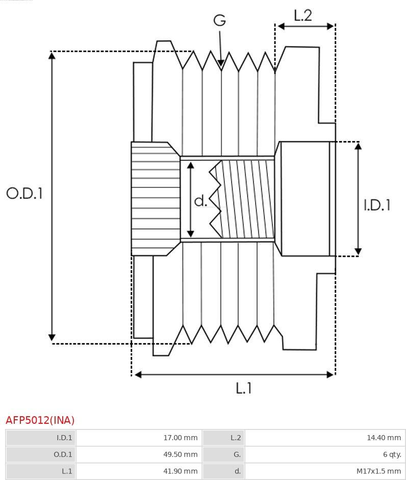 AS-PL AFP5012(INA) - Riemenscheibe, Generator alexcarstop-ersatzteile.com