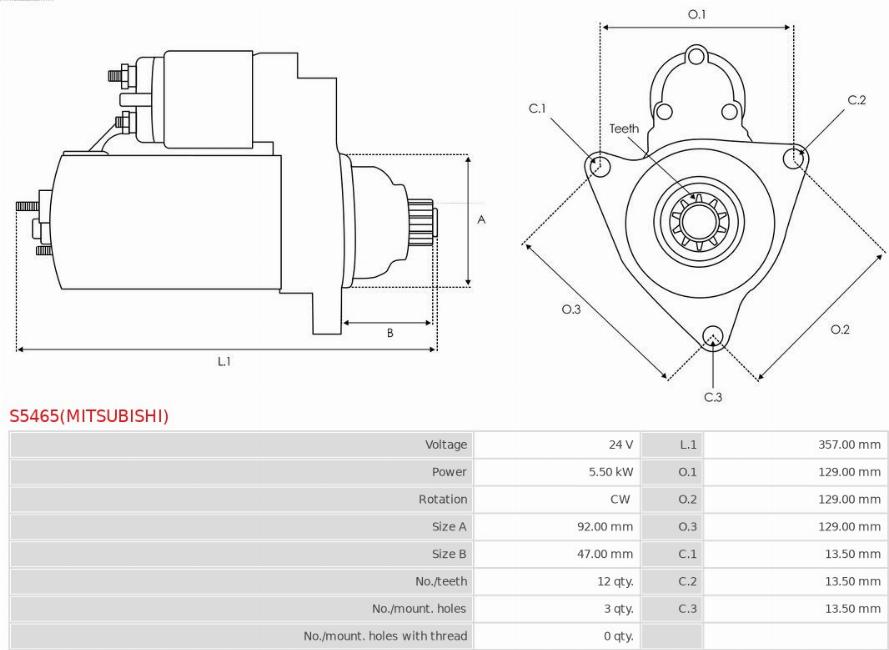 AS-PL S5465(MITSUBISHI) - Starter alexcarstop-ersatzteile.com