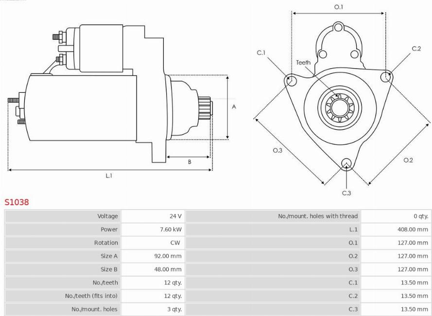 AS-PL S1038 - Starter alexcarstop-ersatzteile.com