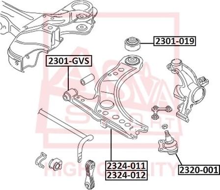 ASVA 2301-019 - Lagerung, Lenker alexcarstop-ersatzteile.com