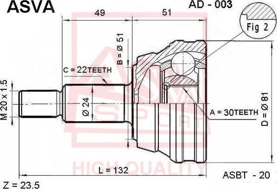 ASVA AD-003 - Gelenksatz, Antriebswelle alexcarstop-ersatzteile.com