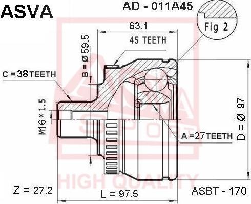 ASVA AD-011A45 - Gelenksatz, Antriebswelle alexcarstop-ersatzteile.com