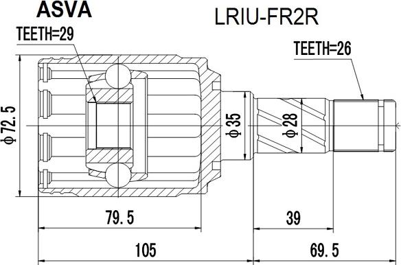 ASVA LRIU-FR2R - Gelenksatz, Antriebswelle alexcarstop-ersatzteile.com