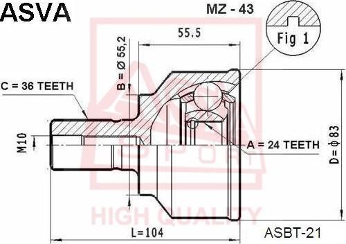 ASVA MZ-43 - Gelenksatz, Antriebswelle alexcarstop-ersatzteile.com