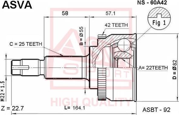 ASVA NS-60A42 - Gelenksatz, Antriebswelle alexcarstop-ersatzteile.com