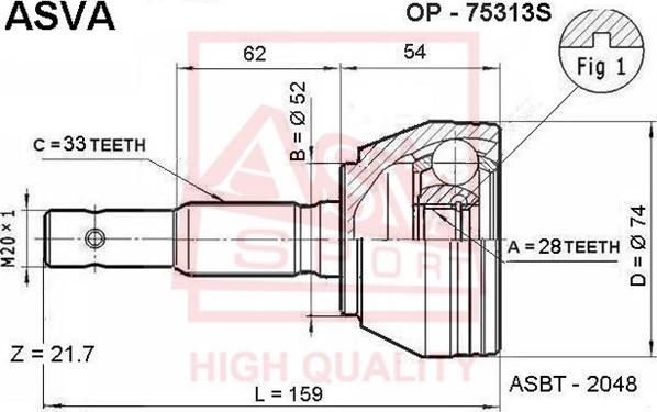 ASVA OP-75313S - Gelenksatz, Antriebswelle alexcarstop-ersatzteile.com