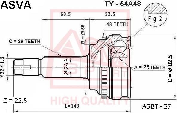 ASVA TY-54A48 - Gelenksatz, Antriebswelle alexcarstop-ersatzteile.com