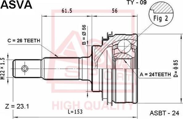 ASVA TY-09 - Gelenksatz, Antriebswelle alexcarstop-ersatzteile.com