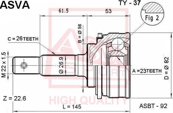 ASVA TY-37 - Gelenksatz, Antriebswelle alexcarstop-ersatzteile.com