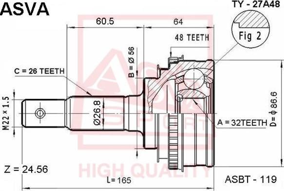 ASVA TY-27A48 - Gelenksatz, Antriebswelle alexcarstop-ersatzteile.com