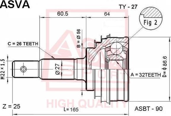 ASVA TY-27 - Gelenksatz, Antriebswelle alexcarstop-ersatzteile.com