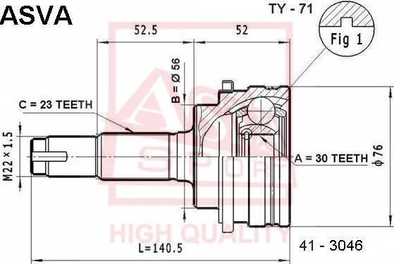 ASVA TY-71 - Gelenksatz, Antriebswelle alexcarstop-ersatzteile.com