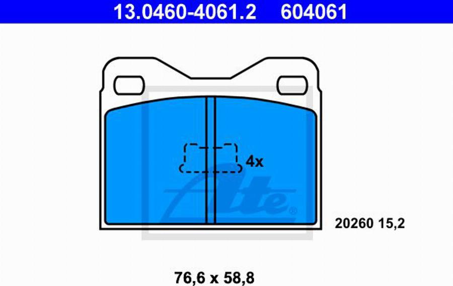 ATE 604061 - Bremsbelagsatz, Scheibenbremse alexcarstop-ersatzteile.com