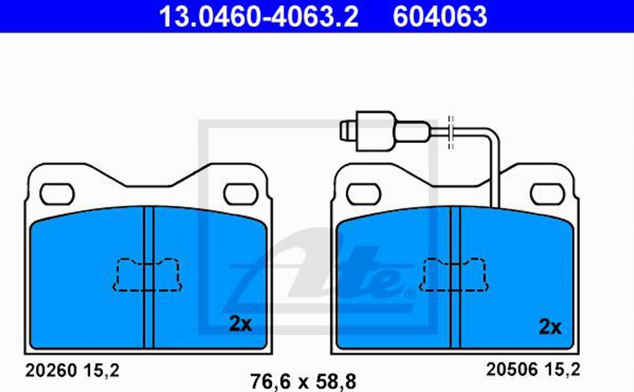 ATE 604063 - Bremsbelagsatz, Scheibenbremse alexcarstop-ersatzteile.com