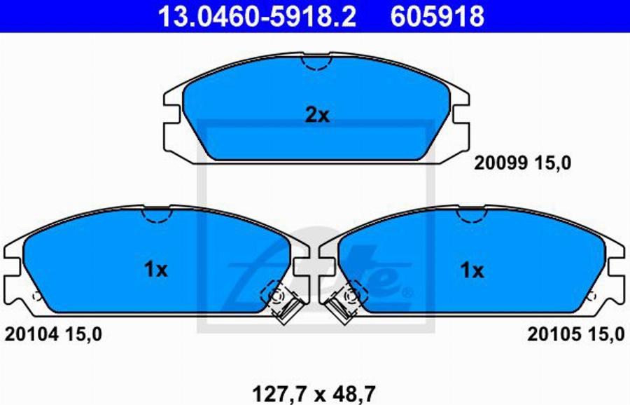 ATE 605918 - Bremsbelagsatz, Scheibenbremse alexcarstop-ersatzteile.com