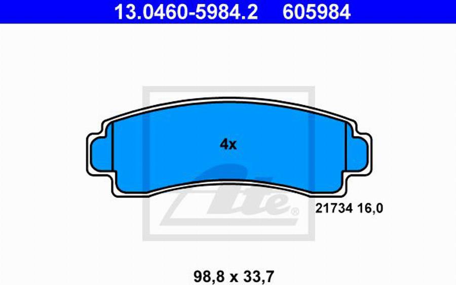 ATE 605984 - Bremsbelagsatz, Scheibenbremse alexcarstop-ersatzteile.com