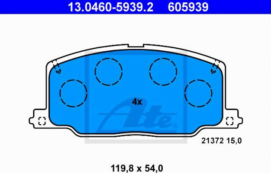 ATE 605939 - Bremsbelagsatz, Scheibenbremse alexcarstop-ersatzteile.com