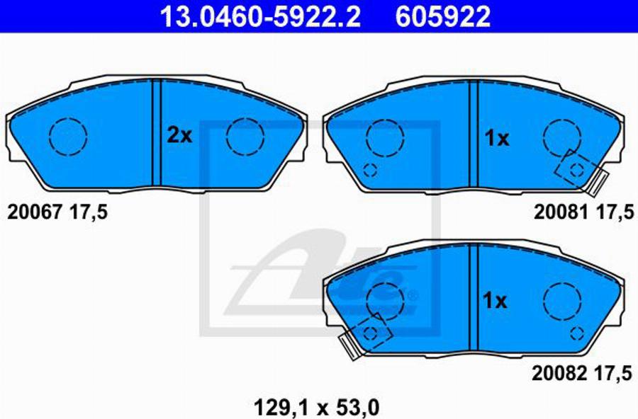 ATE 605922 - Bremsbelagsatz, Scheibenbremse alexcarstop-ersatzteile.com