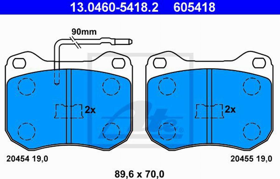 ATE 605418 - Bremsbelagsatz, Scheibenbremse alexcarstop-ersatzteile.com