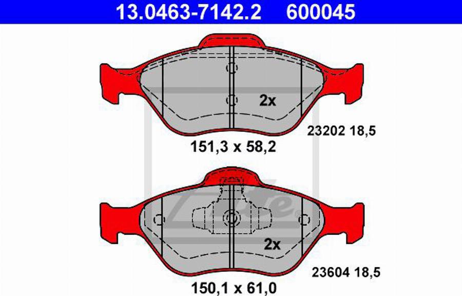 ATE 600045 - Bremsbelagsatz, Scheibenbremse alexcarstop-ersatzteile.com