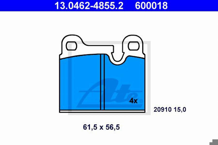 ATE 600018 - Bremsbelagsatz, Scheibenbremse alexcarstop-ersatzteile.com