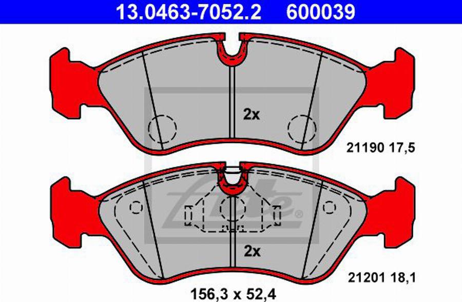 ATE 600039 - Bremsbelagsatz, Scheibenbremse alexcarstop-ersatzteile.com