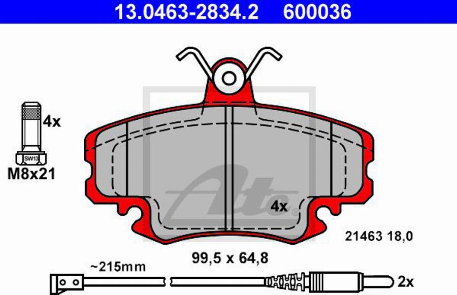 ATE 600036 - Bremsbelagsatz, Scheibenbremse alexcarstop-ersatzteile.com