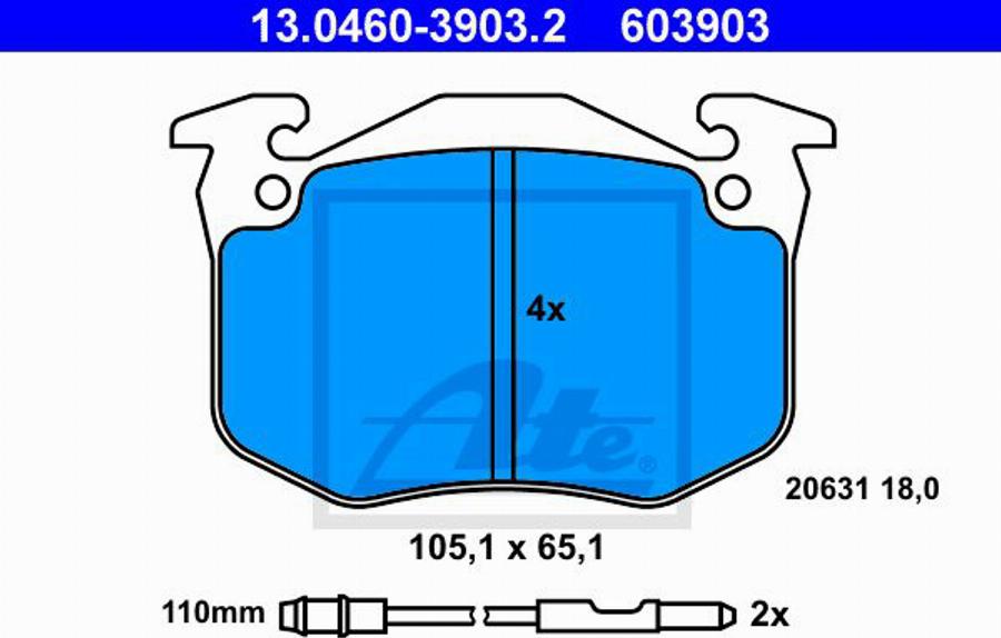 ATE 603903 - Bremsbelagsatz, Scheibenbremse alexcarstop-ersatzteile.com