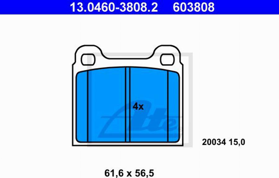 ATE 603808 - Bremsbelagsatz, Scheibenbremse alexcarstop-ersatzteile.com