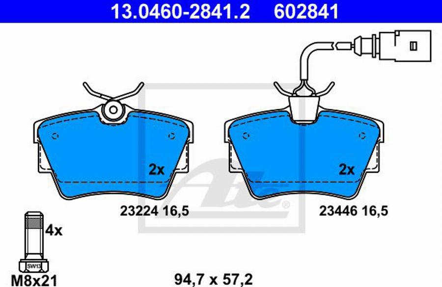 ATE 602841 - Bremsbelagsatz, Scheibenbremse alexcarstop-ersatzteile.com