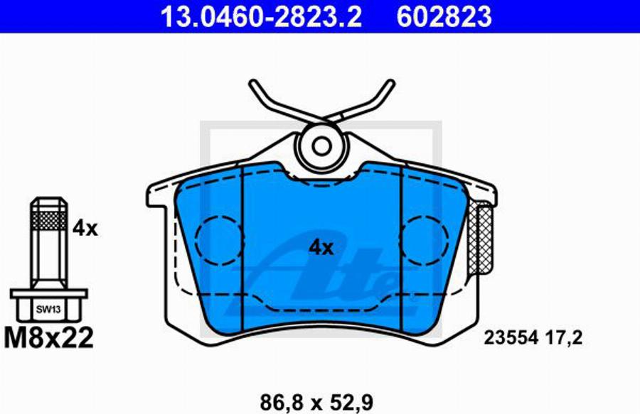 ATE 602823 - Bremsbelagsatz, Scheibenbremse alexcarstop-ersatzteile.com