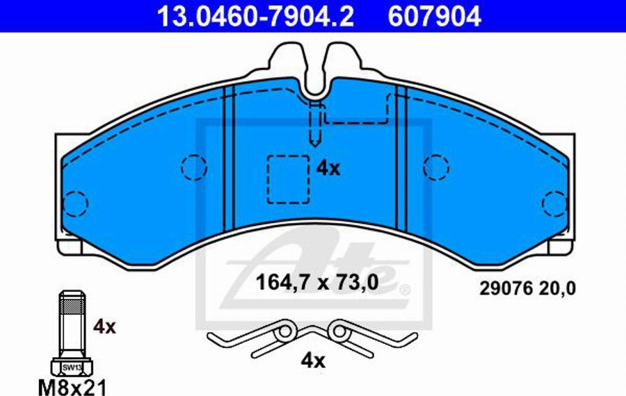 ATE 607904 - Bremsbelagsatz, Scheibenbremse alexcarstop-ersatzteile.com