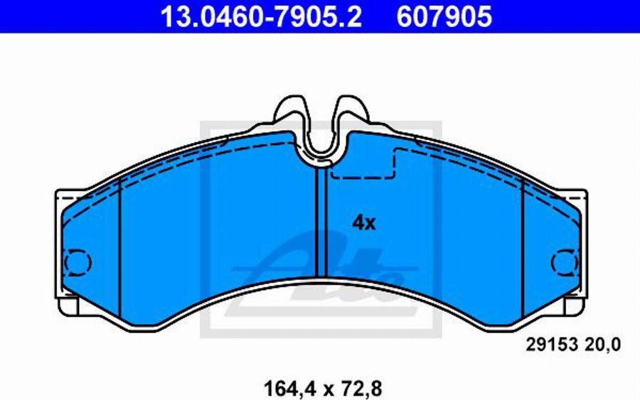 ATE 607905 - Bremsbelagsatz, Scheibenbremse alexcarstop-ersatzteile.com