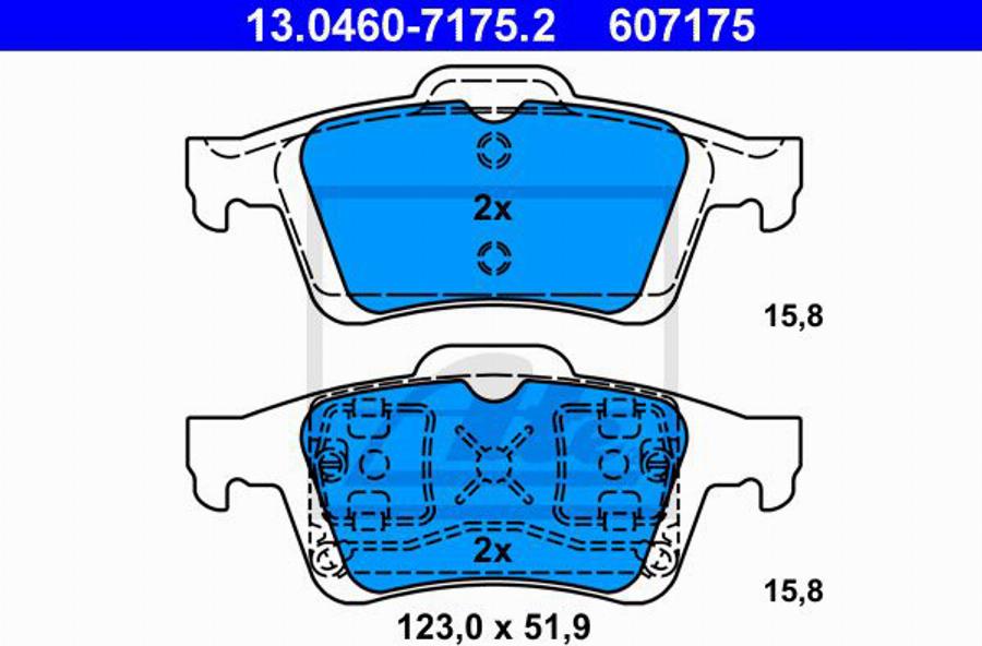 ATE 607175 - Bremsbelagsatz, Scheibenbremse alexcarstop-ersatzteile.com