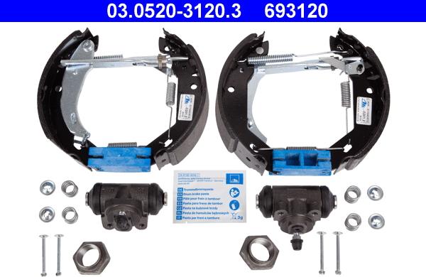 ATE 03.0520-3120.3 - Bremsbackensatz alexcarstop-ersatzteile.com