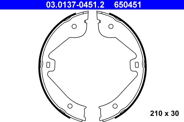 ATE 03.0137-0451.2 - Bremsbackensatz, Feststellbremse alexcarstop-ersatzteile.com