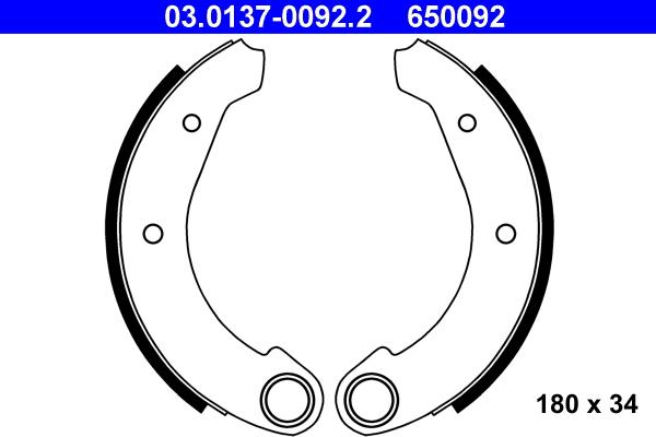 ATE 03.0137-0092.2 - Bremsbackensatz alexcarstop-ersatzteile.com