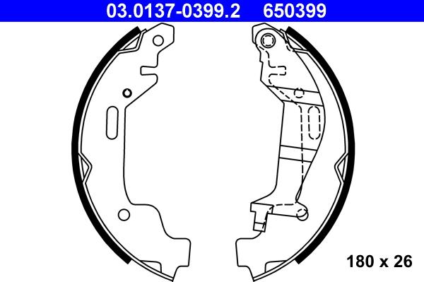 ATE 03.0137-0399.2 - Bremsbackensatz alexcarstop-ersatzteile.com