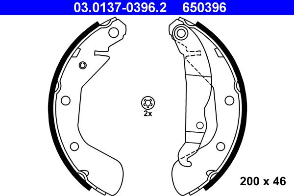 ATE 03.0137-0396.2 - Bremsbackensatz alexcarstop-ersatzteile.com