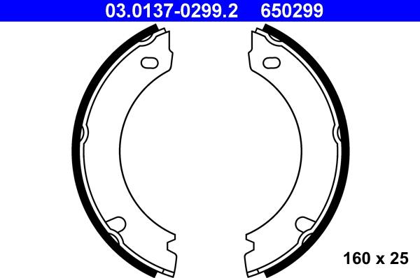 ATE 03.0137-0299.2 - Bremsbackensatz, Feststellbremse alexcarstop-ersatzteile.com