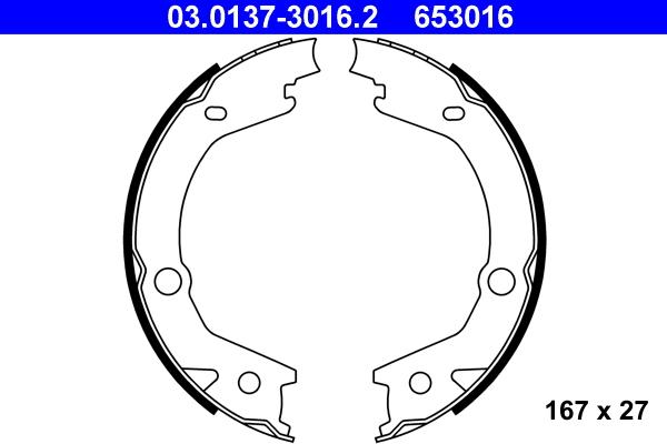 ATE 03.0137-3016.2 - Bremsbackensatz, Feststellbremse alexcarstop-ersatzteile.com